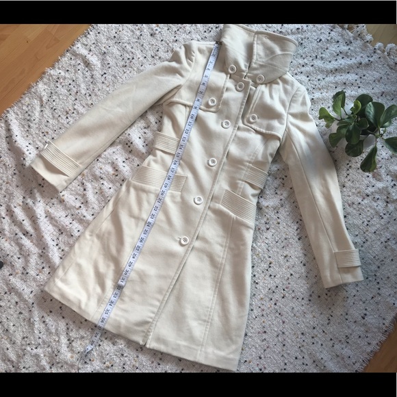 Mexx Cream Wool Pea Coat / Trench Coat - Picture 13 of 16